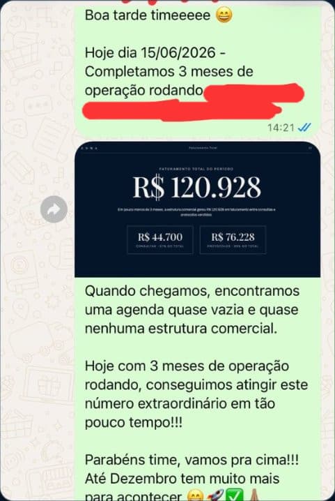 Cliente celebra R$ 120 mil de faturamento depois de 3 meses de operação rodando